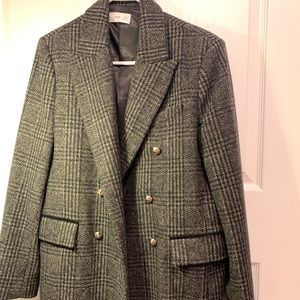 Mango grey checkered wool coat